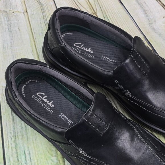 Clarks Gessler Step Loafers Men’s 11.5 Black Leather Slip-On Shoes Comfort - Picture 7 of 9
